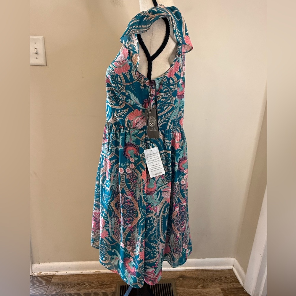 Vince Camuto floral colorful short sleeve midi dress SZ 6 - Picture 4 of 15